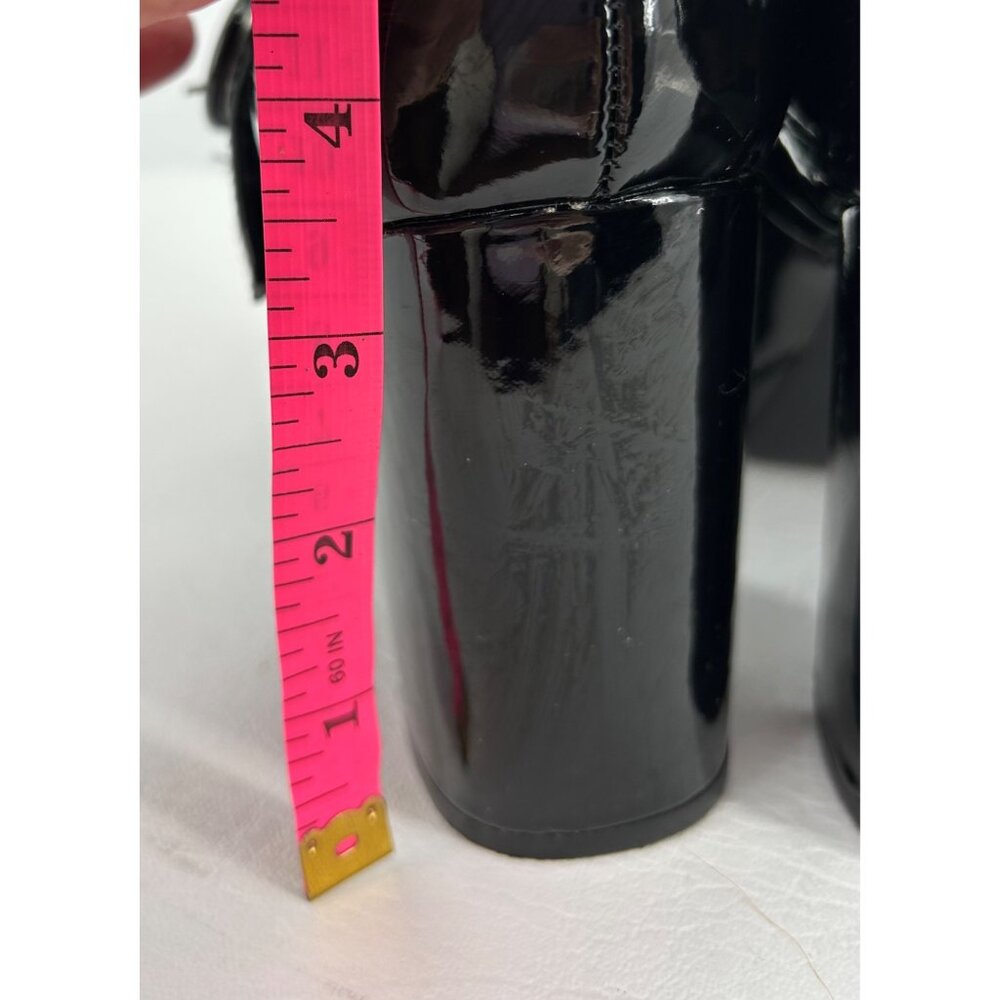 Black Patent Mary Jane Chunky Block Heels Womens 8 Platform Buckle Strap Whimsy - Picture 5 of 11